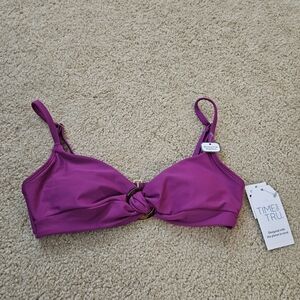 Time and Tru Women's Purple Bathing Suit Swim Bikini Top Size Small S New